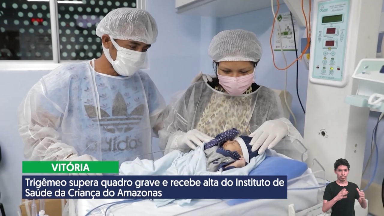 Trigêmeo supera quadro grave e recebe alta do Icam