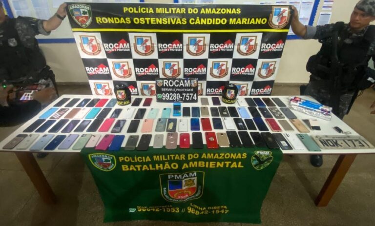 Policia Militar do Amazonas em uma ação em conjunta prende trio e recupera celulares furtados em Parintins