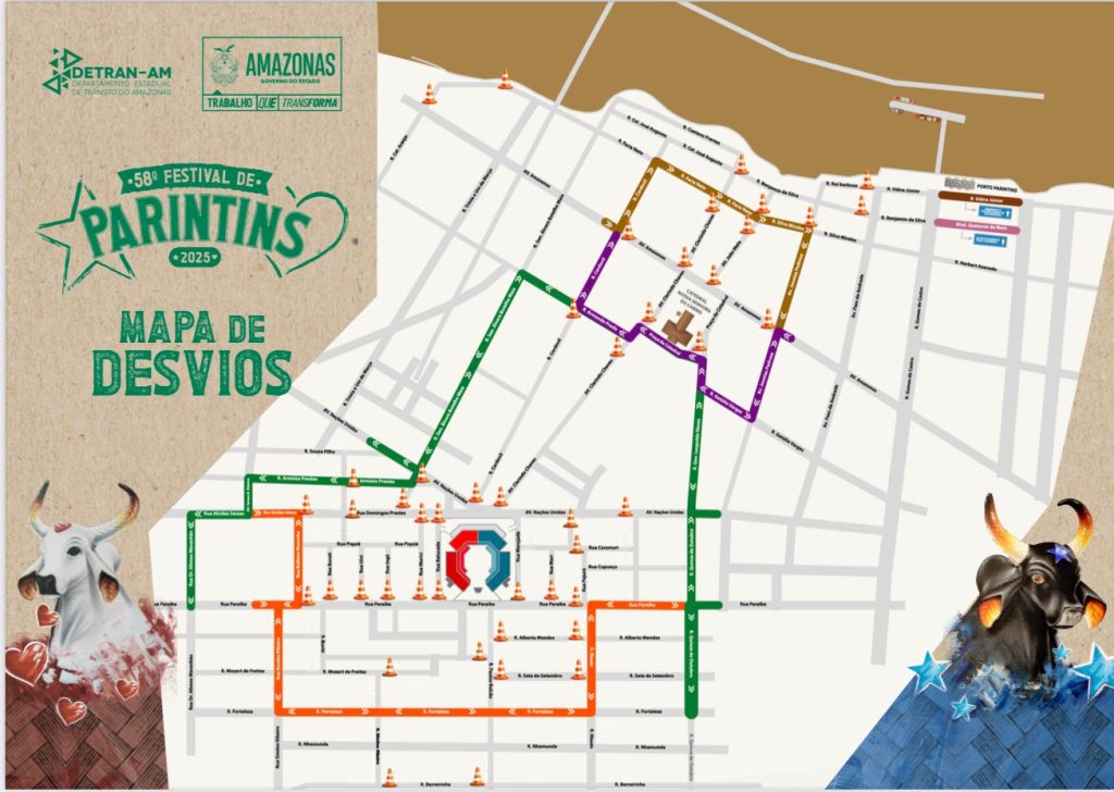 Festival de Parintins 2025: Detran-AM inicia distribuição de 10 mil mapas informativos 5 Mapa Parintins 2025