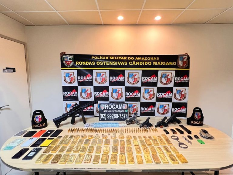 Polícia Militar do Amazonas apreende mais de 70 quilos em barras de ouro e prende seis suspeitos de contrabando e extorsão